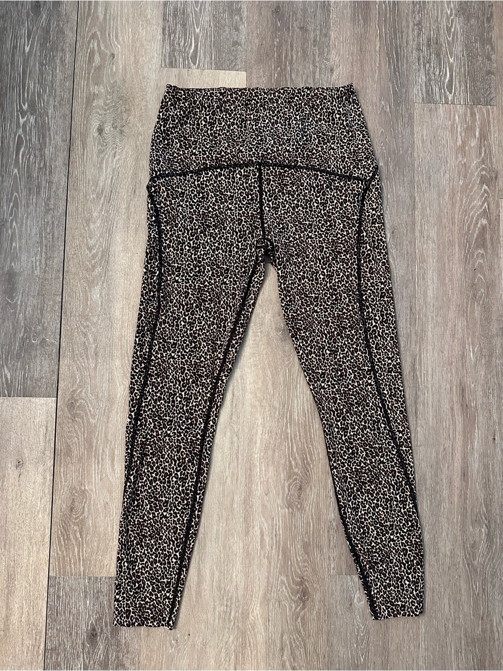Varley Leopard-Print High-Rise Leggings in Black & Tan